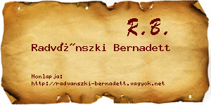 Radvánszki Bernadett névjegykártya