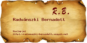 Radvánszki Bernadett névjegykártya